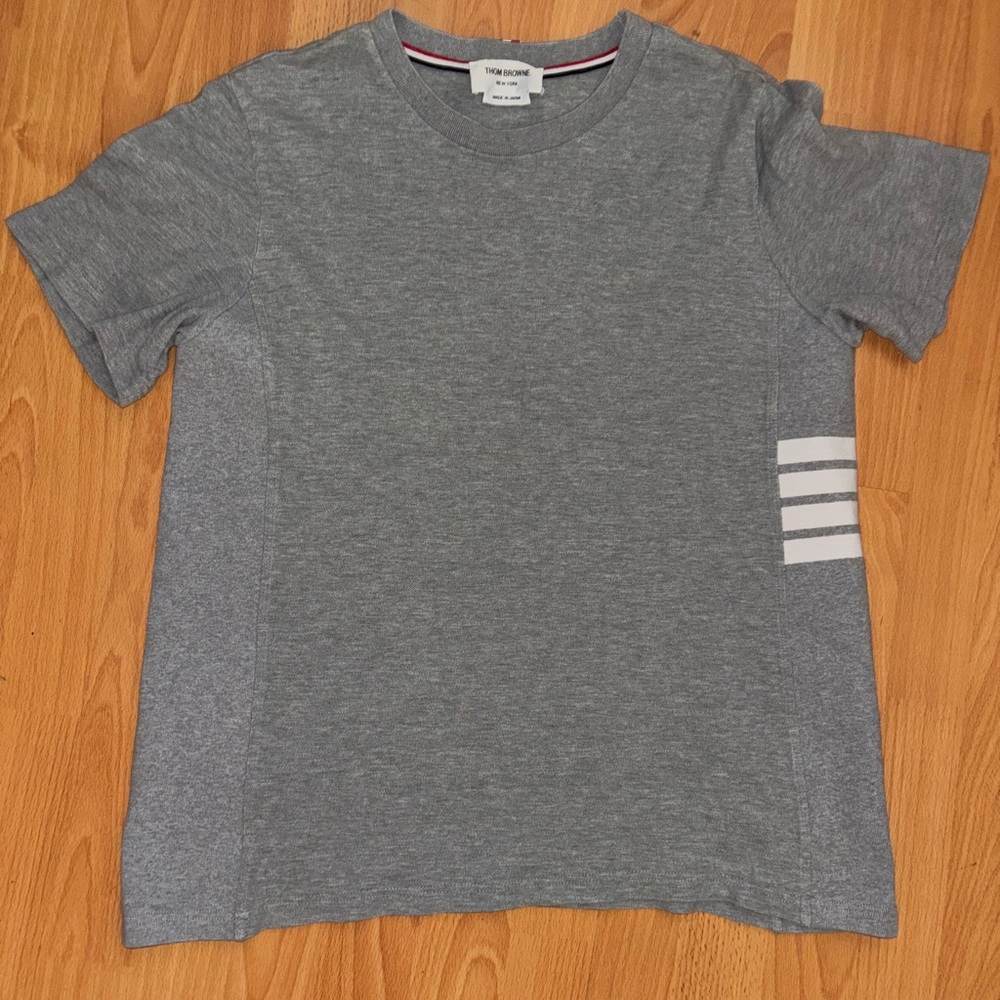 THOM BROWNE Gray Classic Pique 4-Bar T-shirt size 3